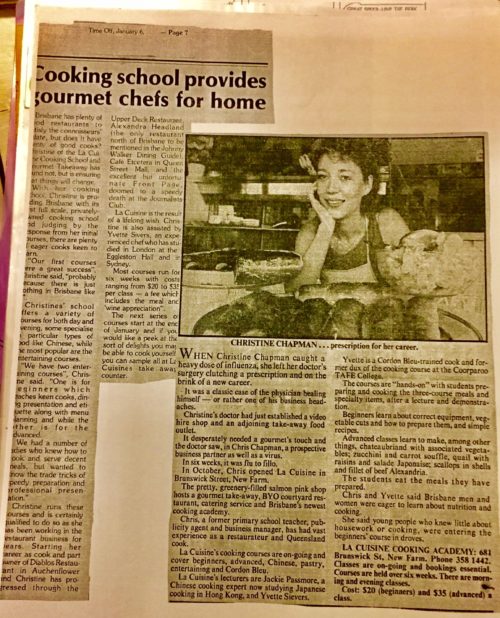 Newspaper publicity cooking school